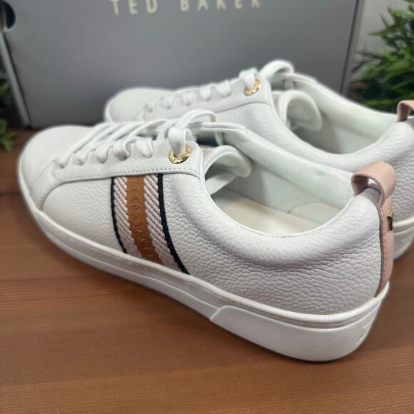 Ted Baker Women's Pink White Leather Sneakers Size 8.5 - Picture 5 of 9